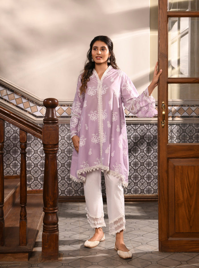 Mulmul Supima Cotton Azara Lilac Kurta