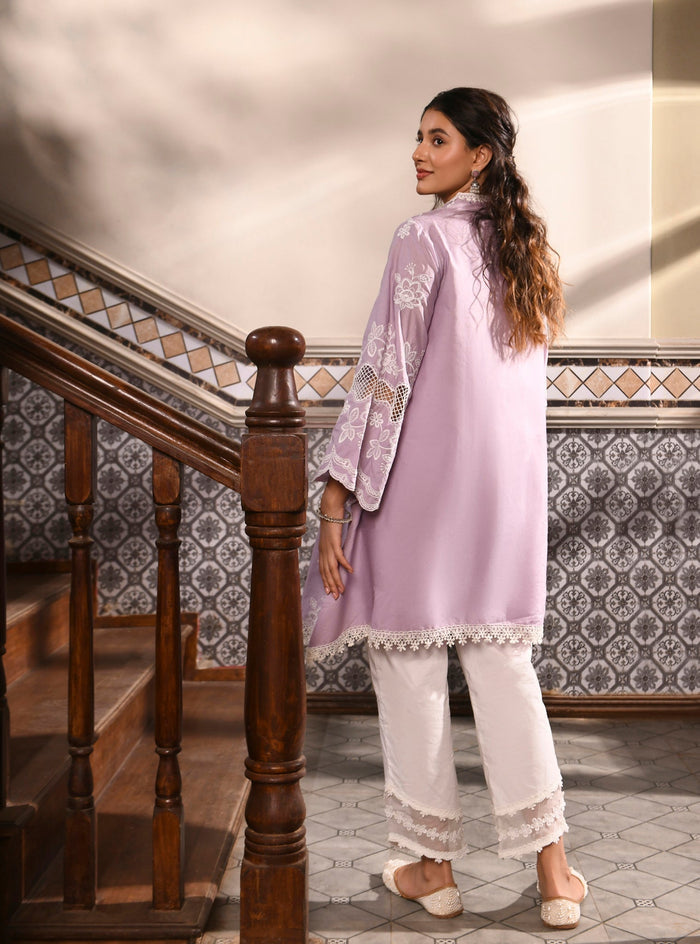 Mulmul Supima Cotton Azara Lilac Kurta