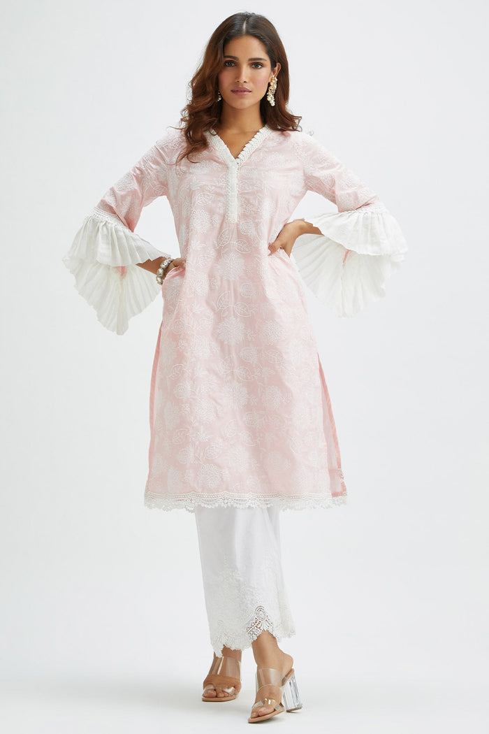 Mulmul Supima Cotton Dunlin Pink Kurta