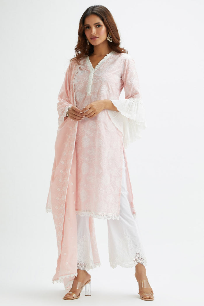 Mulmul Supima Cotton Dunlin Pink Kurta