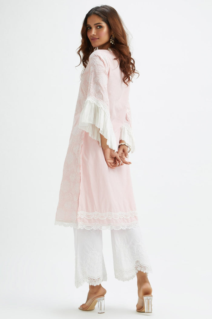 Mulmul Supima Cotton Dunlin Pink Kurta