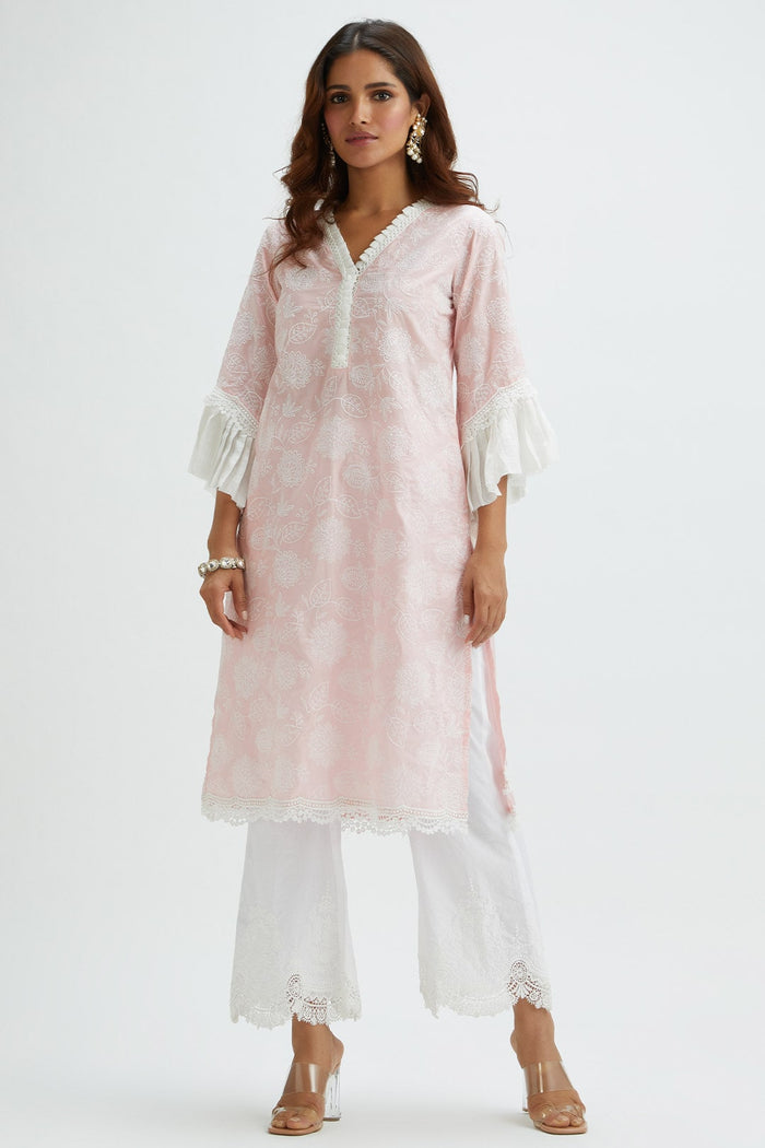 Mulmul Supima Cotton Dunlin Pink Kurta
