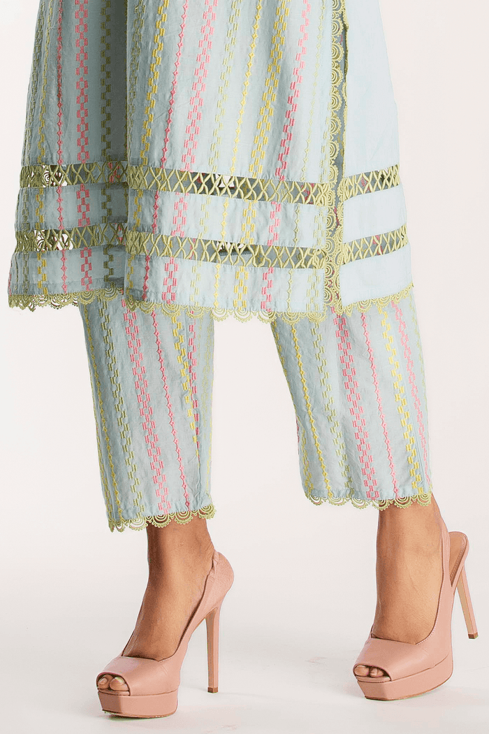 Mulmul Supima Cotton Eva Light Blue Pant