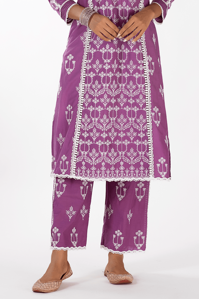 Mulmul Supima Cotton Mae Purple Pyajama