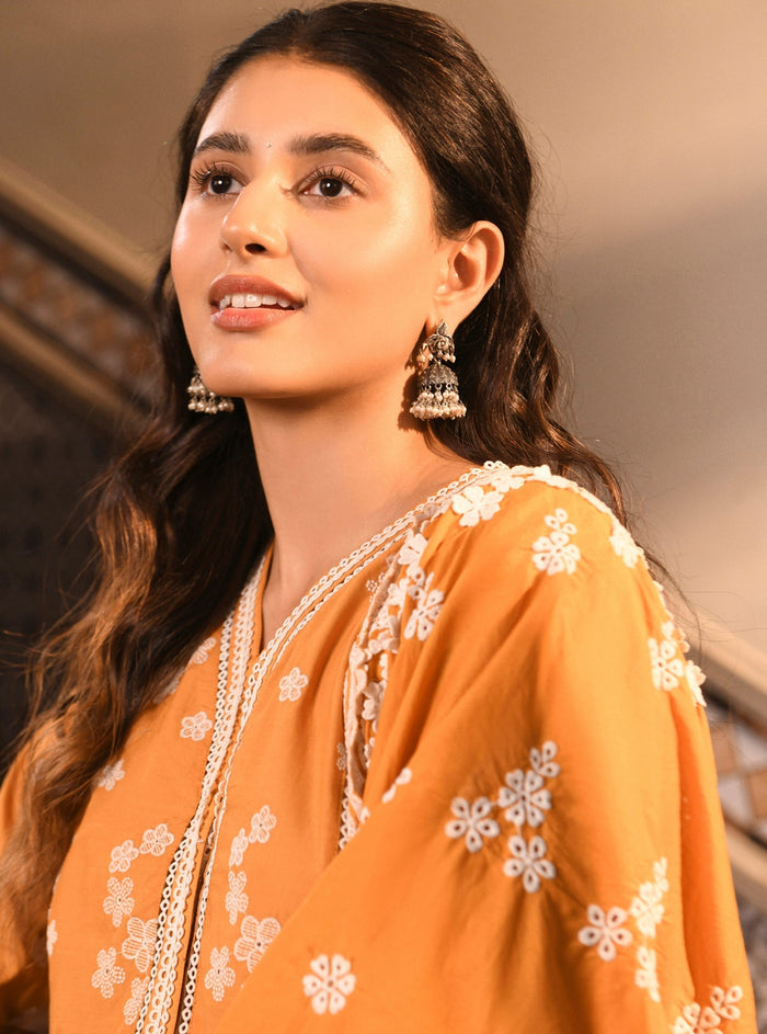 Mulmul Supima Cotton Malisa Orange Kurta