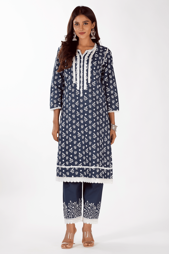 Mulmul Supima Cotton Sierra Navy Pyajama