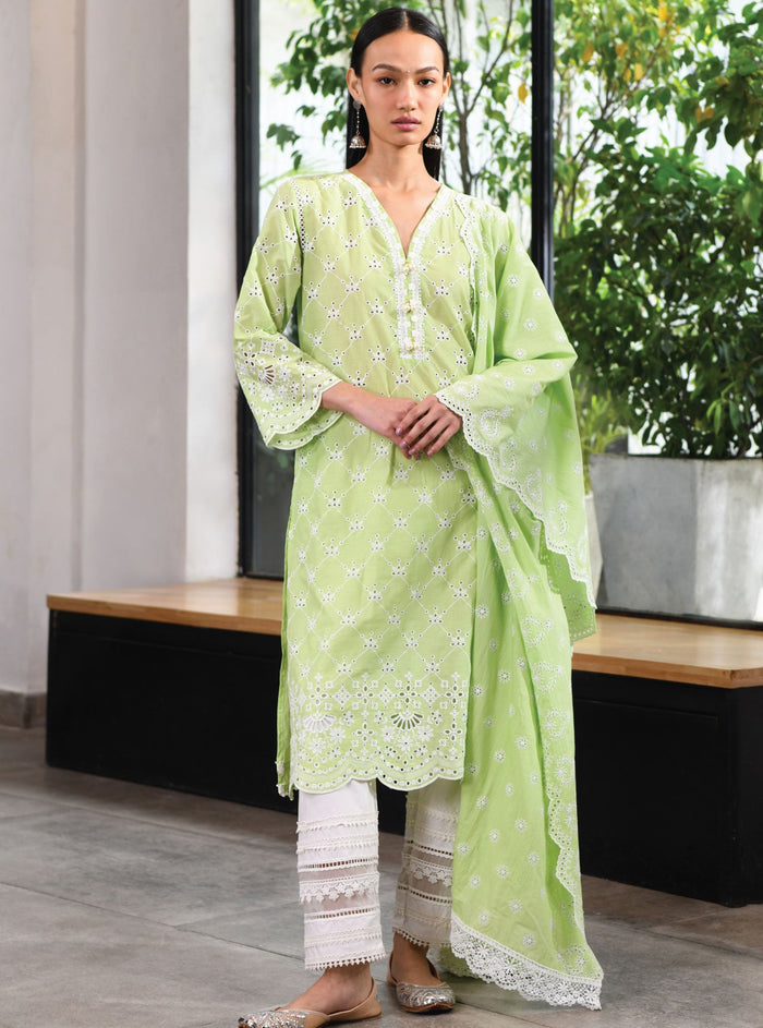 Mulmul Supima Cotton Wells Green Dupatta
