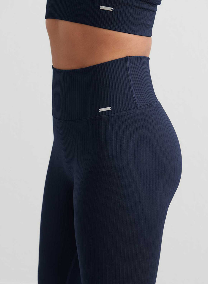 Navy Ribbed Seamless Tights