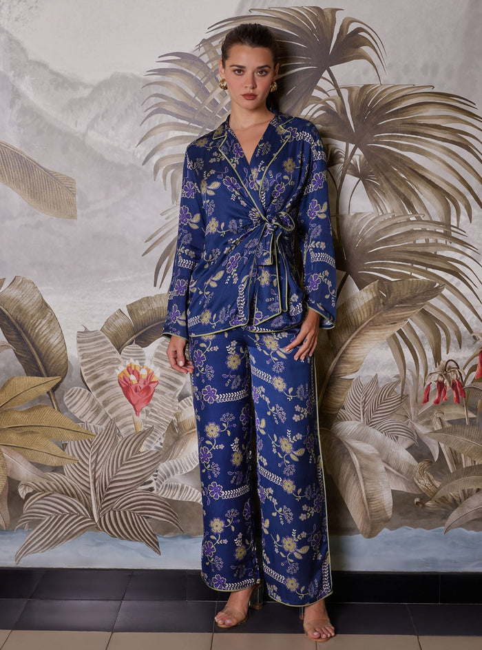 Nyx Cupro Printed Navy Top