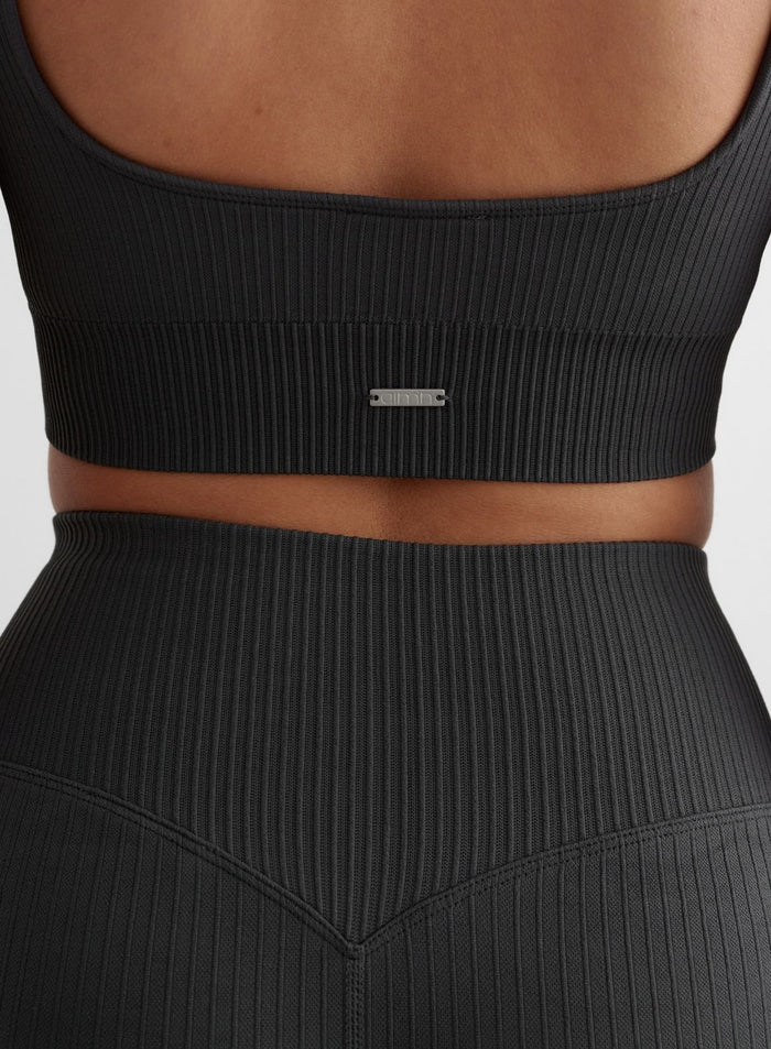Shadow Grey Ribbed Seamless Bra