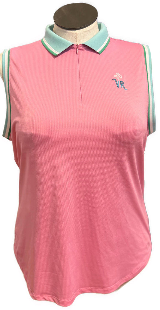 Sport Haley Pink, Green & Mint Sleeveless Polo w/ Logo Size XL